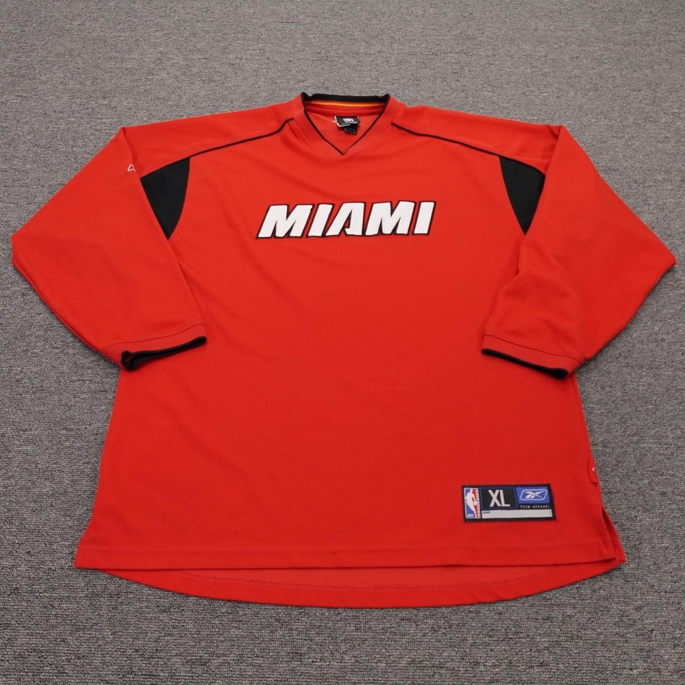 Vintage Miami Heat Jersey Mens XL Red NBA Basketball Reebok Warm Up Pullover